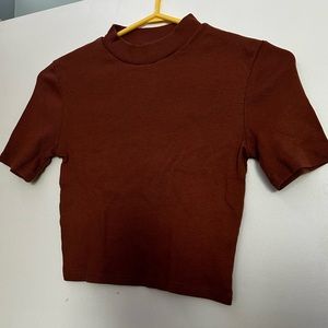 Oak + Fort Brown T Shirt XS Mockneck Cropped